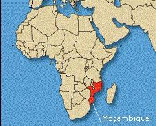 Mapa da África destacando Moçambique